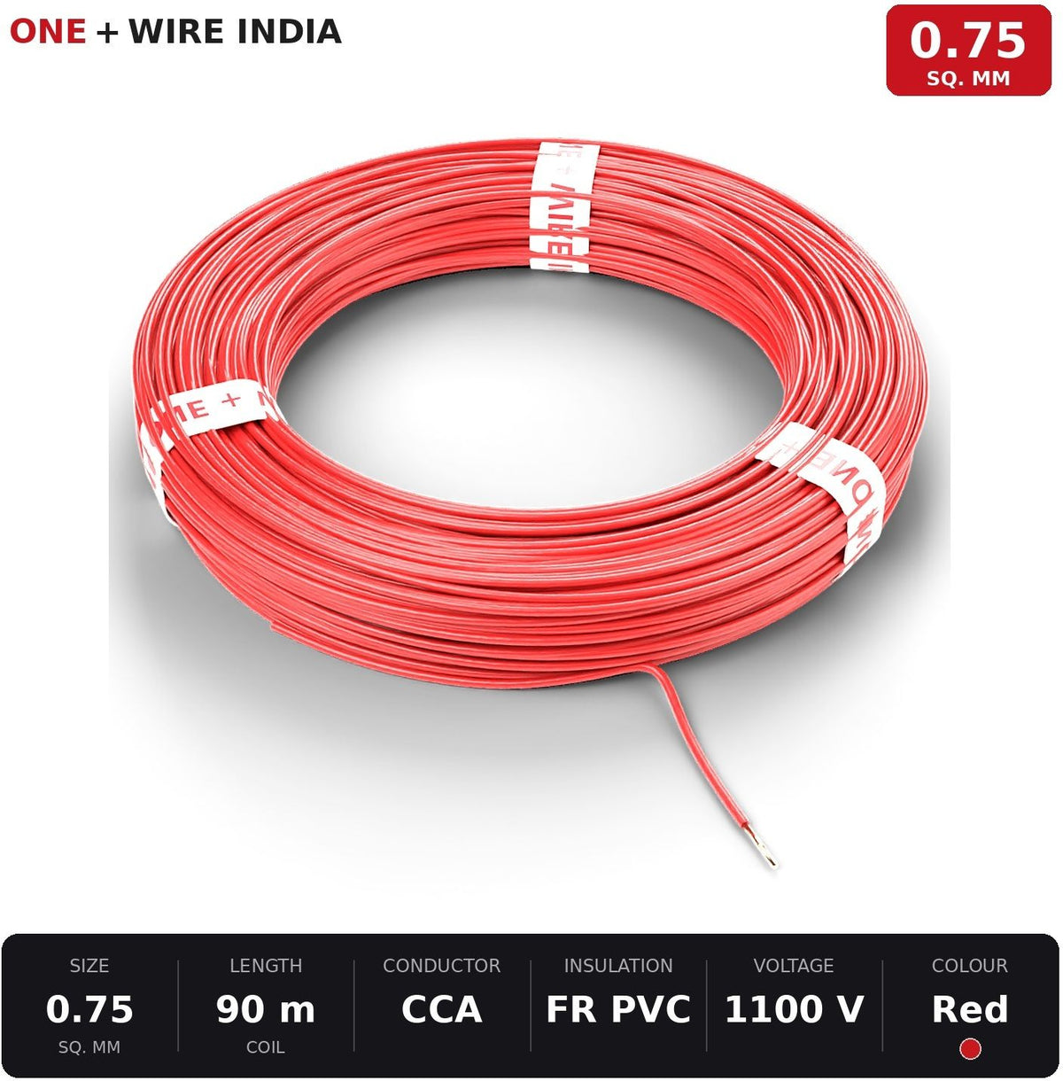 ONE+WIRE INDIA 0.75 sq mm wire Red