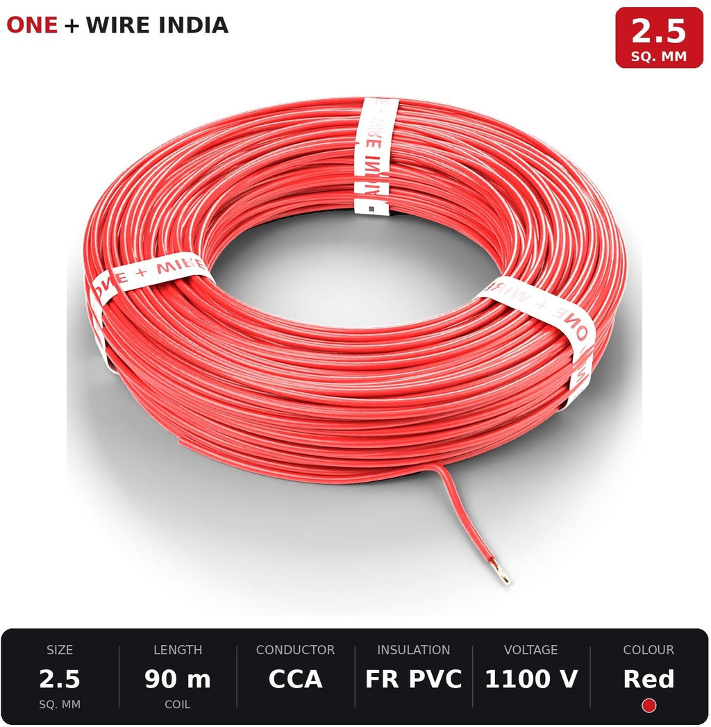 ONE+WIRE INDIA 2.5 sq mm wire Red